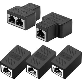 Eazz Ethernet Splitter ، RJ45 Female من 1 إلى 2 محول المقبس الإناث Ethernet Cable & LAN Internet Flitter for Cat5 Cat6 ، التوصيل والتشغيل ، التشغيل الصامت (5pack) in Kuwait