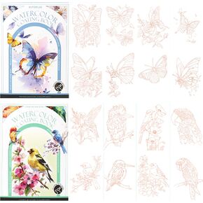 20PCS Watercolor Painting Books Pocket Watercolor Painting Set DIY Coloring Graffiti Bookmarks Cartoon Notepaper with Pigments and Painting Brush(Fairytale Dream) in Kuwait