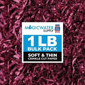 MagicWater Supply - 1 LB - Burgundy - Soft & Thin Crinkle Cut Paper Shred Filler great for Gift Wrapping, Basket Filling, Birthdays, Weddings, Anniversaries, Valentines Day, and other occasions in Kuwait
