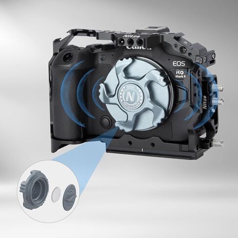 Nitze RF Mount Body Cap Cap Aluminium Camery Came مع تخزين Airtag ، متوافق مع Canon EOS C80 ، C70 ، C400 ، R50 ، R50 V ، R5 Mark II ، R6 Mark II ، R7 ، R10 و RF Mount Cameras - N81 -CB1 in Saudi Arabia