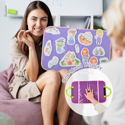 حقيبة لباد من شيفان مكونة من قطعتين لشخصيات اللباد، عبوتان من لوح اللباد المحمول للأطفال، لوحة قصة لباد أثناء السفر، مجموعات ألعاب أنشطة قصص ما قبل المدرسة، لوح فقط، أزرق وأخضر in Kuwait