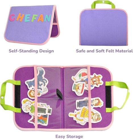 حقيبة لباد من شيفان مكونة من قطعتين لشخصيات اللباد، عبوتان من لوح اللباد المحمول للأطفال، لوحة قصة لباد أثناء السفر، مجموعات ألعاب أنشطة قصص ما قبل المدرسة، لوح فقط، أزرق وأخضر in Kuwait