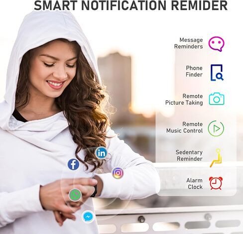 تعقب اللياقة مع معدل 24/7HEARTH ، ضغط الدم ، تتبع النوم ، السعرات الحرارية ، تعقب النشاط مع شاشة ملونة 1.1 "AMOLED ، تعقب الخطوة المقاومة للماء لنساء iPhone Android iPhone الرجال in Kuwait