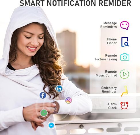 تعقب اللياقة مع معدل 24/7HEARTH ، ضغط الدم ، تتبع النوم ، السعرات الحرارية ، تعقب النشاط مع شاشة ملونة 1.1 "AMOLED ، تعقب الخطوة المقاومة للماء لنساء iPhone Android iPhone الرجال in Kuwait