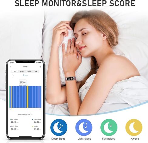 تعقب اللياقة مع معدل 24/7HEARTH ، ضغط الدم ، تتبع النوم ، السعرات الحرارية ، تعقب النشاط مع شاشة ملونة 1.1 "AMOLED ، تعقب الخطوة المقاومة للماء لنساء iPhone Android iPhone الرجال in Kuwait