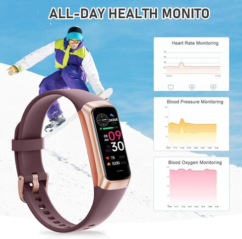 تعقب اللياقة مع معدل 24/7HEARTH ، ضغط الدم ، تتبع النوم ، السعرات الحرارية ، تعقب النشاط مع شاشة ملونة 1.1 "AMOLED ، تعقب الخطوة المقاومة للماء لنساء iPhone Android iPhone الرجال in Kuwait
