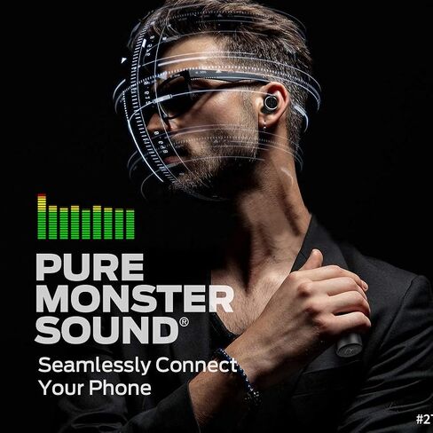 Monster Clarity 101 Airlinks اللاسلكي سماعات الأذن ، وسماعات Bluetooth 5.0 داخل الأذن مع علبة الشحن ، وسماعات الأذن العميقة ، و IPX5 مقاوم للماء ، وميكروفون مدمج ، ومكالمة واضحة ، وملاءمة للأمان للرياضة in Kuwait