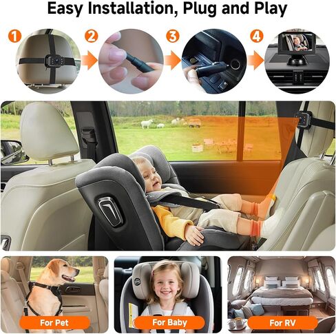 كاميرا سيارة Baby Car Camera HD الخلفية للطفل مع مراقبة 4.3 بوصة ، رؤية ليلية الأشعة تحت الحمراء ، زاوية عريضة ، سهلة التثبيت 360 درجة ، سلامة للأطفال in Kuwait