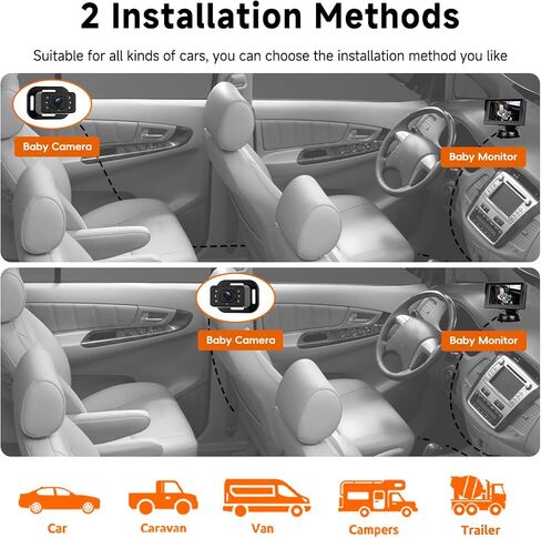 كاميرا سيارة Baby Car Camera HD الخلفية للطفل مع مراقبة 4.3 بوصة ، رؤية ليلية الأشعة تحت الحمراء ، زاوية عريضة ، سهلة التثبيت 360 درجة ، سلامة للأطفال in Kuwait