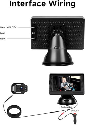 كاميرا سيارة Baby Car Camera HD الخلفية للطفل مع مراقبة 4.3 بوصة ، رؤية ليلية الأشعة تحت الحمراء ، زاوية عريضة ، سهلة التثبيت 360 درجة ، سلامة للأطفال in Kuwait