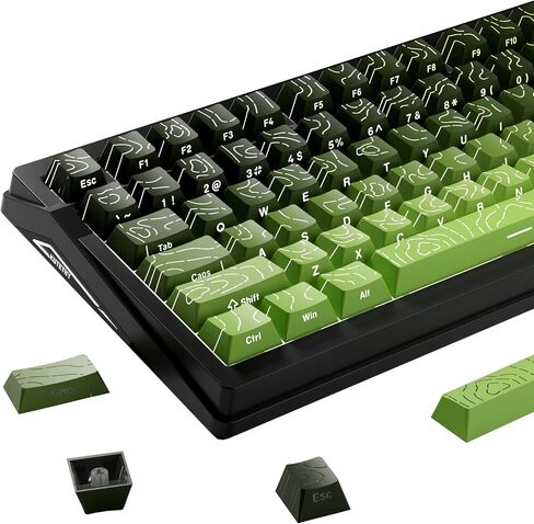 135 Key Lradient Tea Green Topographic PBT keycaps مجموعة جانبية طباعة Doubleshot Shine من خلال keycap profile profile minimalist style 60 ٪ 75 ٪ 80 ٪ in Kuwait