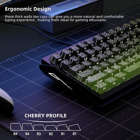 135 Key Lradient Tea Green Topographic PBT keycaps مجموعة جانبية طباعة Doubleshot Shine من خلال keycap profile profile minimalist style 60 ٪ 75 ٪ 80 ٪ in Kuwait