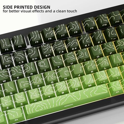 135 Key Lradient Tea Green Topographic PBT keycaps مجموعة جانبية طباعة Doubleshot Shine من خلال keycap profile profile minimalist style 60 ٪ 75 ٪ 80 ٪ in Kuwait