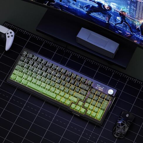 135 Key Lradient Tea Green Topographic PBT keycaps مجموعة جانبية طباعة Doubleshot Shine من خلال keycap profile profile minimalist style 60 ٪ 75 ٪ 80 ٪ in Kuwait