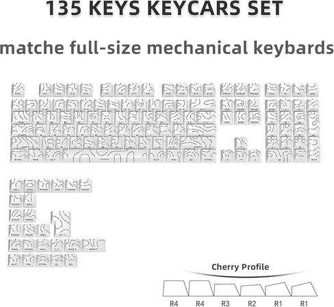 135 Key Lradient Tea Green Topographic PBT keycaps مجموعة جانبية طباعة Doubleshot Shine من خلال keycap profile profile minimalist style 60 ٪ 75 ٪ 80 ٪ in Kuwait