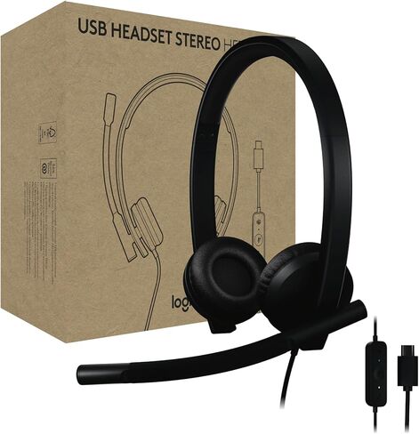 Logitech H570e USB Headset with Microphone for PC and Mac, USB-C Wired Headset with Stereo Sound, Noise-Canceling Mics and Inline Controls, Certified for Microsoft Teams, Black (Renewed) in Saudi Arabia
