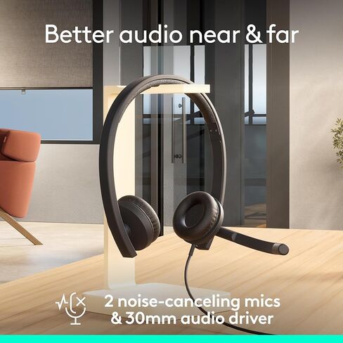 Logitech H570e USB Headset with Microphone for PC and Mac, USB-C Wired Headset with Stereo Sound, Noise-Canceling Mics and Inline Controls, Certified for Microsoft Teams, Black (Renewed) in Saudi Arabia