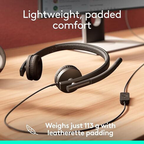 Logitech H570e USB Headset with Microphone for PC and Mac, USB-C Wired Headset with Stereo Sound, Noise-Canceling Mics and Inline Controls, Certified for Microsoft Teams, Black (Renewed) in Saudi Arabia