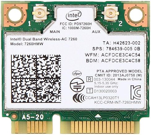Intel Dual Band Wireless-AC 7260 WiFi Bluetooth Half Mini Card in Kuwait