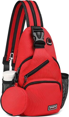 حقيبة حبال قابلة للتحويل مع جيب العملة المعدنية ، وسادات 11 بوصة Crossbody Mini Propack مع سماعة الرأس مقبس حزمة غير رسمية للنساء الرجال يسافرون ، الأحمر in Saudi Arabia