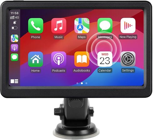 شاشة Carplay اللاسلكية 7 بوصة ، ستيريو سيارة تعمل باللمس المحمولة مع Carplay و Android Auto ، Bluetooth ، رابط المرآة ، الأوامر الصوتية ، صوت Aux/FM للسيارات والشاحنات ، و RVS in Kuwait