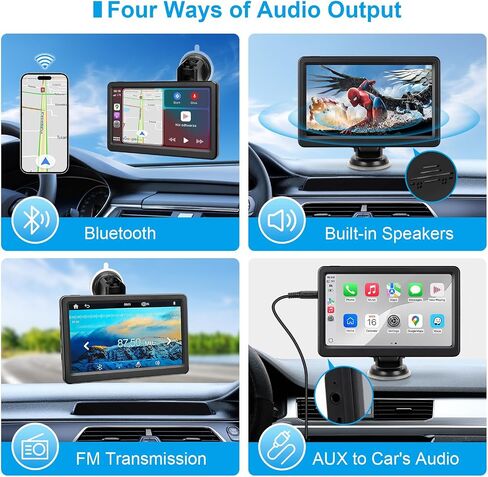 شاشة Carplay اللاسلكية 7 بوصة ، ستيريو سيارة تعمل باللمس المحمولة مع Carplay و Android Auto ، Bluetooth ، رابط المرآة ، الأوامر الصوتية ، صوت Aux/FM للسيارات والشاحنات ، و RVS in Kuwait