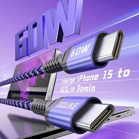 USB C Cable, 5-Pack [3/3/3/6/6FT] USBC to USBC Cables for iPhone 16 15 Pro Max Fast Charging Cord 60W 3A C to C Charger Cord for Samsung S25/S24/S23/S22 for iPad mini/Air MacBook Pro 2022 in Saudi Arabia