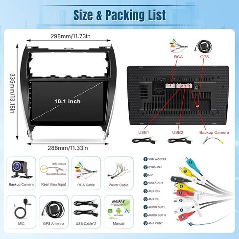 استريو Naifay Car Stereo لـ Toyota Camry 2012 2013 2014 (إصدار غير j.b.l) ، شاشة 2g +32g in Kuwait