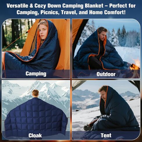 Down Camping Blanket - Olive, 1lb 1oz / 77''*52'' Lightweight Packable Warm Puffy Travel Quilt with Footbox, Waterproof Outdoor Blankets for Hiking, Travel, Hammock & Stadium Down Quilt in Saudi Arabia