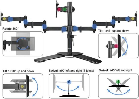 Desktop Full Motion 360 Degree Triple Screen Monitor Holder 10"-24" LCD LED Mount Arm Loading 9kgs Each in Saudi Arabia