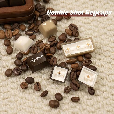 PBT keycaps ، كبسولات مفاتيح بنية الحد الأدنى ، 164 مفتاح ملف تعريف الكرز المخصصة المخصصة لمجموعة Keycap ، صبغة تسامي القهوة Clet Coffe Cap 60 ٪ 65 ٪ 75 ٪ 100 ٪ MX لوحة المفاتيح الميكانيكية (جوز الهند لاتيه) in Kuwait
