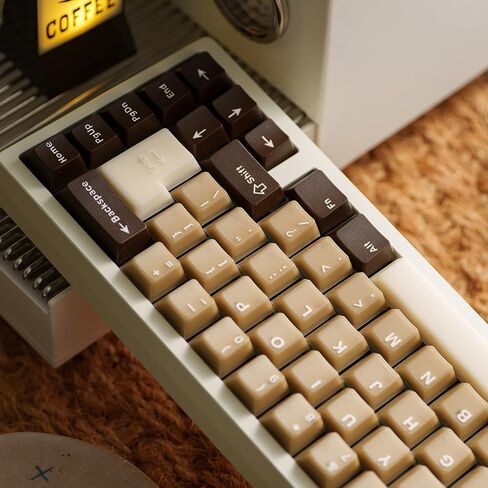 PBT keycaps ، كبسولات مفاتيح بنية الحد الأدنى ، 164 مفتاح ملف تعريف الكرز المخصصة المخصصة لمجموعة Keycap ، صبغة تسامي القهوة Clet Coffe Cap 60 ٪ 65 ٪ 75 ٪ 100 ٪ MX لوحة المفاتيح الميكانيكية (جوز الهند لاتيه) in Kuwait