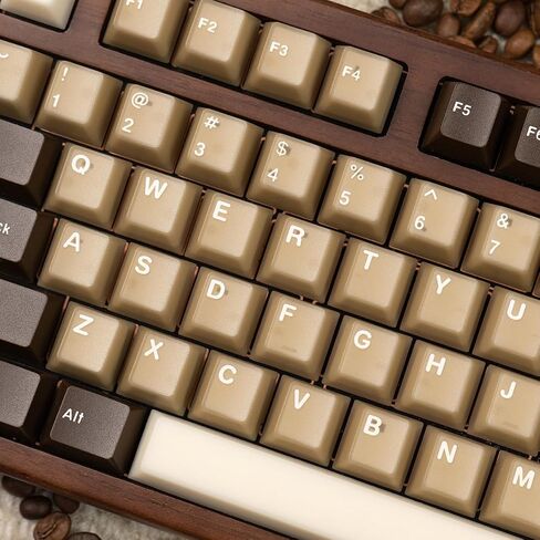 PBT keycaps ، كبسولات مفاتيح بنية الحد الأدنى ، 164 مفتاح ملف تعريف الكرز المخصصة المخصصة لمجموعة Keycap ، صبغة تسامي القهوة Clet Coffe Cap 60 ٪ 65 ٪ 75 ٪ 100 ٪ MX لوحة المفاتيح الميكانيكية (جوز الهند لاتيه) in Kuwait