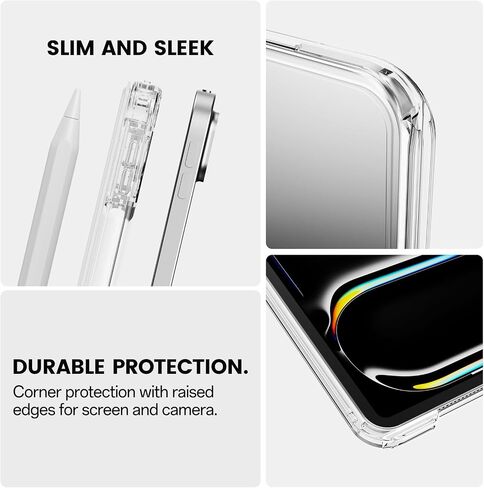 Hybrid Case for iPad Pro 11 Inch 2024 M4 5th Gen with Pencil Holder, 2 in 1 Detachable Trifold Sliding Cover with Clear Hard Back Shell, Supports Pencil Pro Charging, Cream White in Kuwait