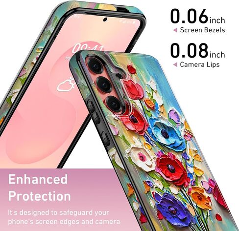 Funmiko لـ Samsung Galaxy S25 Plus Wallet مع حامل البطاقة ، حظر RFID ، حماية من الدرجة العسكرية وتصميم الحيوانات الأليئة ، الإغلاق المغناطيسي مع حامل جلدي-زهور مجردة in Kuwait