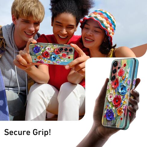 Funmiko لـ Samsung Galaxy S25 Plus Wallet مع حامل البطاقة ، حظر RFID ، حماية من الدرجة العسكرية وتصميم الحيوانات الأليئة ، الإغلاق المغناطيسي مع حامل جلدي-زهور مجردة in Kuwait