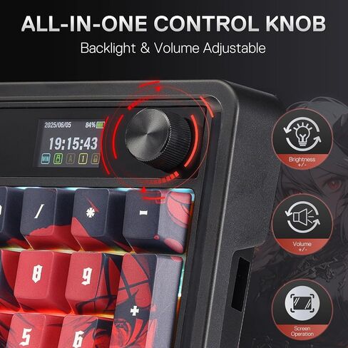 Redragon K719 Pro Wireless Gasket Gaming Keyboard W/Hype Screen & Knob ، 95 Keys Mechanical Keyboard ، Easy-Control 1.14 '' 'TFT Display ، 5 layer dampening ، street graffiti dye-sub pbt pbt pbt in Kuwait