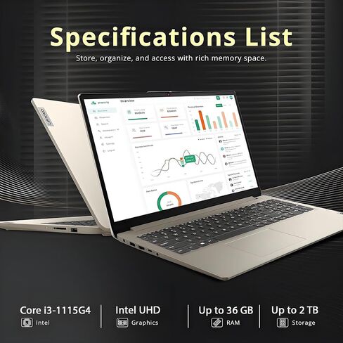 Lenovo أحدث كمبيوتر IdeaPad المحمول مع Microsoft Office 365 لمدة عام ، معالجات Intel قوية ، 15.6 بوصة LED ، ذاكرة الوصول العشوائي 36 جيجابايت ، 1 تيرابايت SSD ، كاميرا مصراع الخصوصية ، عمر البطارية الطويل ، Windows 11 Pro ، Wowpc USB in Saudi Arabia