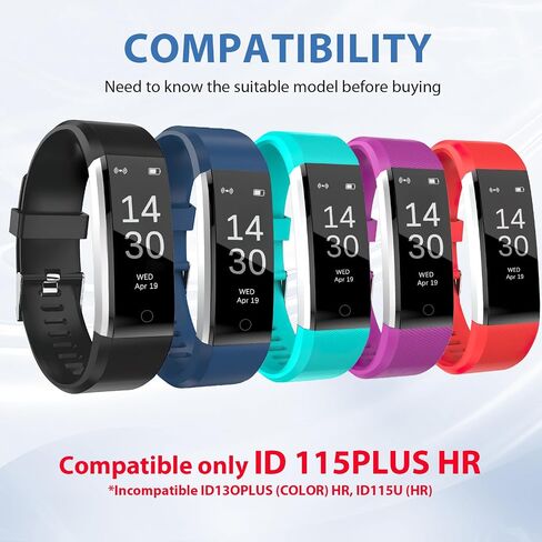 Watch Bands Compatible with ID115 Plus HR Fitness Tracker, Replacement Veryfit pro Activity Watch Straps Set for Men Women, Multicolor Wristbands for ID115Plus HR Smart Bracelet ONLY in Saudi Arabia