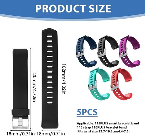 Watch Bands Compatible with ID115 Plus HR Fitness Tracker, Replacement Veryfit pro Activity Watch Straps Set for Men Women, Multicolor Wristbands for ID115Plus HR Smart Bracelet ONLY in Saudi Arabia