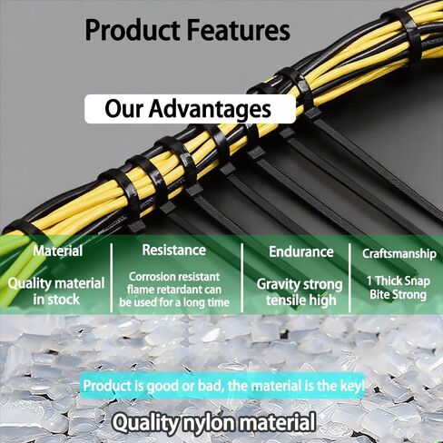 200-Pack Black Cable Ties - Strong Nylon Self Tensile Strength - Ideal for Office, Garden(3 * 100 width 2.5 mm) in Saudi Arabia
