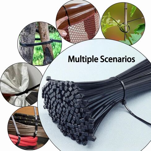 200-Pack Black Cable Ties - Strong Nylon Self Tensile Strength - Ideal for Office, Garden(3 * 100 width 2.5 mm) in Saudi Arabia