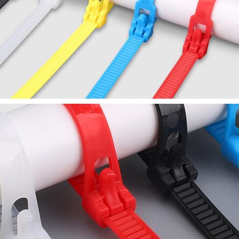 Generic 100 PCS Color Cable Ties, 5*150mm, Nylon, Lock Style, White, 50 lbs Tensile Strength, Reusable, Adjustable, UV Protected in Saudi Arabia