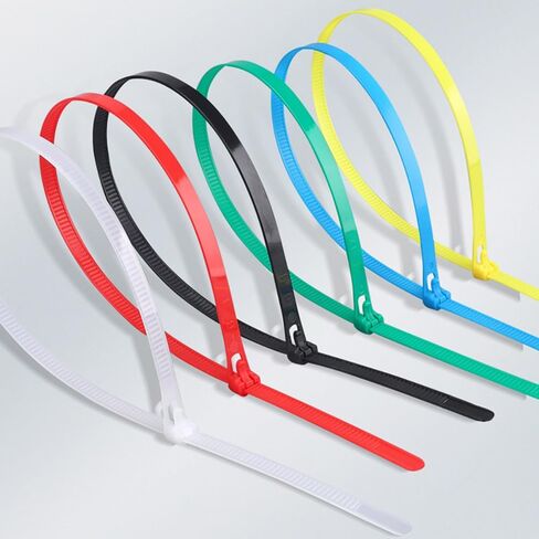 Generic 100 PCS Color Cable Ties, 5*150mm, Nylon, Lock Style, White, 50 lbs Tensile Strength, Reusable, Adjustable, UV Protected in Saudi Arabia