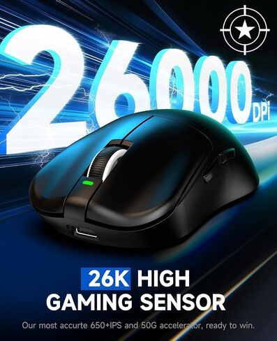 فأر الألعاب اللاسلكية VGN F1 ، 26000 نقطة في البوصة ، دقة عالية ، 55 جرام خفيفة الوزن ، معدل استقصاء 4K ، عمر بطارية 200 ساعة ، 6 أزرار قابلة للبرمجة ، شحن USB-C ، لجهاز الكمبيوتر/الكمبيوتر المحمول الكلاسيكي ، الأسود الكلاسيكي in Kuwait