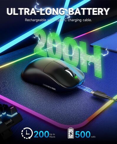 فأر الألعاب اللاسلكية VGN F1 ، 26000 نقطة في البوصة ، دقة عالية ، 55 جرام خفيفة الوزن ، معدل استقصاء 4K ، عمر بطارية 200 ساعة ، 6 أزرار قابلة للبرمجة ، شحن USB-C ، لجهاز الكمبيوتر/الكمبيوتر المحمول الكلاسيكي ، الأسود الكلاسيكي in Kuwait