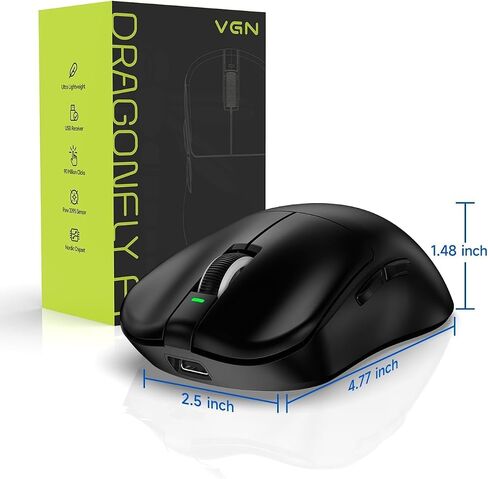 فأر الألعاب اللاسلكية VGN F1 ، 26000 نقطة في البوصة ، دقة عالية ، 55 جرام خفيفة الوزن ، معدل استقصاء 4K ، عمر بطارية 200 ساعة ، 6 أزرار قابلة للبرمجة ، شحن USB-C ، لجهاز الكمبيوتر/الكمبيوتر المحمول الكلاسيكي ، الأسود الكلاسيكي in Kuwait