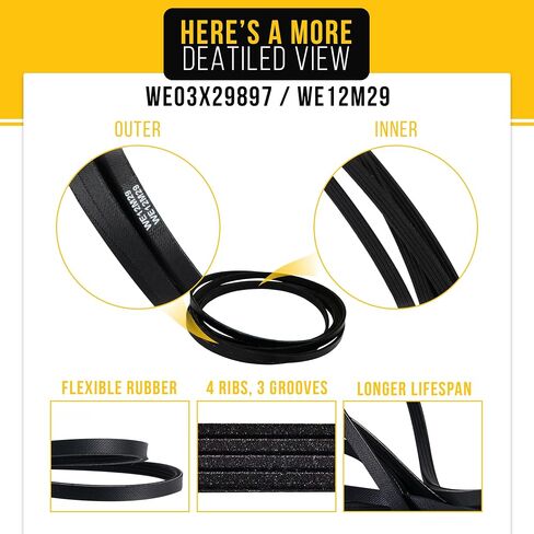 We03x29897 Dryer Belt We12m29 Drum Drive Ge General Electric Hotpoint Replacement Gtd33eask0ww Gtd42easj2ww Gtdp490ed7ws Dbsr463eg6ww Gtd42gasj2ww Dbxr463ed1ww Dbxr463ed2ww Dvlr223eg6ww Gtd33gask0ww in Saudi Arabia
