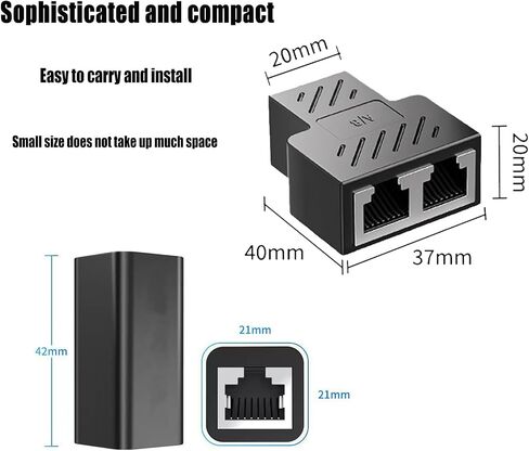 Eazz Ethernet Splitter ، RJ45 Female من 1 إلى 2 محول المقبس الإناث Ethernet Cable & LAN Internet Flitter for Cat5 Cat6 ، التوصيل والتشغيل ، التشغيل الصامت (5pack) in Kuwait