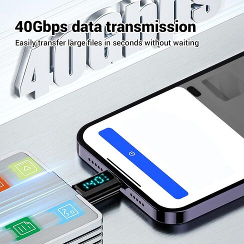 النوع C من الذكور إلى ذكور محول سريع الشحن USB4.0 8K 60Hz 140W الشاشة الرقمية لهاتف الكمبيوتر المحمول in Kuwait